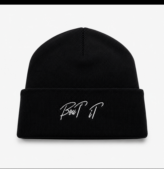 Black with White Beanie